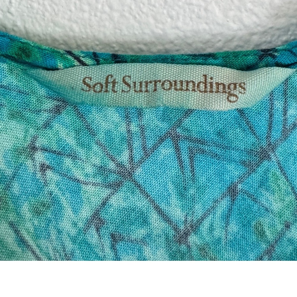 Soft Surroundings | Mariana Tiered Maxi Dress - Green Geometric Batik Print - Picture 5 of 6